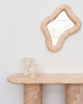 Paradis Wall Mirror, Rosé and Paradis Console Table, Rosé