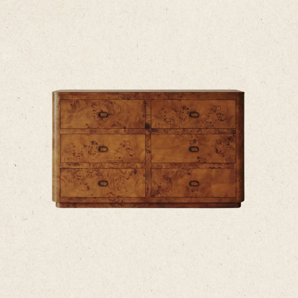 Zephyr Chest of Drawers, Cognac Burl | En Gold – en gold