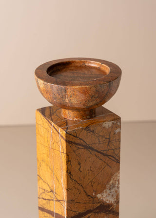 Saardé - Opus Large Marble Candle Holder Collection: Nougat