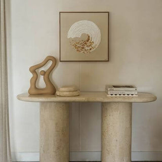 Paradis Console Table | Spanish Beige Marble Console Table En Gold