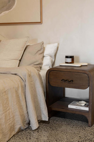 Bruno Bedside Table, Espresso Side Table En Gold