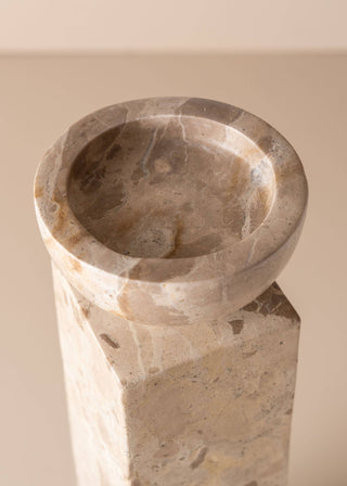 Saardé - Opus Large Marble Candle Holder Collection: Nougat