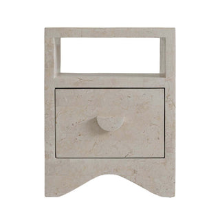 Sable Side Table, Natural White Stone Side Table En Gold