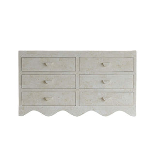 Sable Chest of Drawers, Natural White Stone Storage En Gold