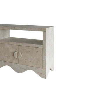 Sable Entertainment Unit, Natural White Stone Entertainment Unit En Gold