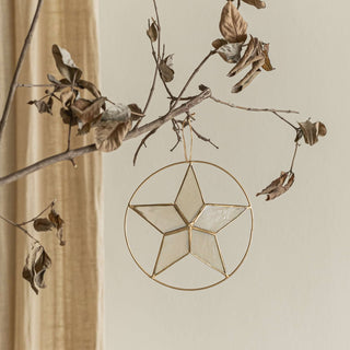 Capiz Star Ornament With Ring Homewares En Gold