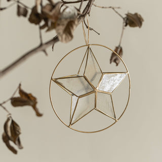 Capiz Star Ornament With Ring Homewares En Gold