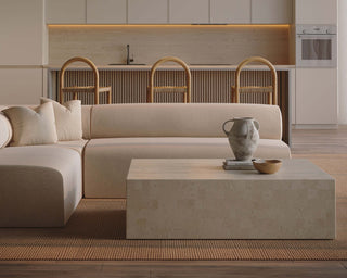 Mala Coffee Table, Natural White Stone Coffee Table En Gold