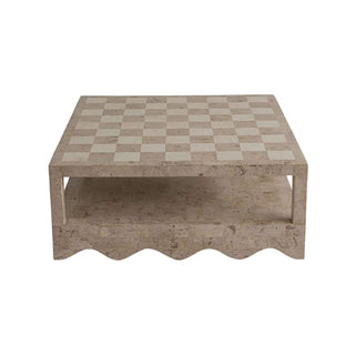 Sable Coffee Table, Cream Stone Coffee Table En Gold