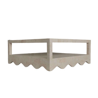 Sable Coffee Table, Natural White Stone Coffee Table En Gold
