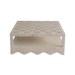 Sable Coffee Table, Natural White Stone Coffee Table En Gold