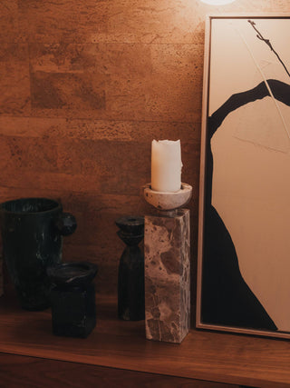 Saardé - Opus Large Marble Candle Holder Collection: Nougat