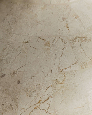 Kuba Bedside Table, Natural White Stone Side Table En Gold