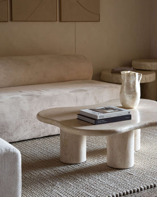 Paradis Coffee Table | Spanish Beige Marble Coffee Table En Gold