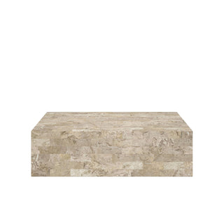 Mala Coffee Table, Cream Stone Coffee Table En Gold