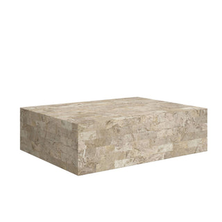 Mala Coffee Table, Cream Stone Coffee Table En Gold