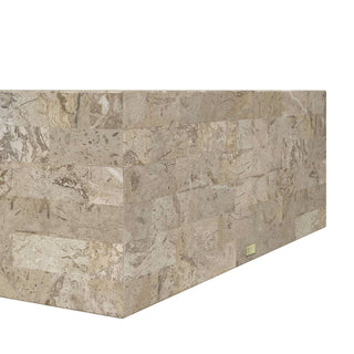 Mala Coffee Table, Cream Stone Coffee Table En Gold