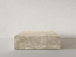 Mala Coffee Table, Cream Stone Coffee Table En Gold