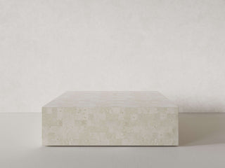 Mala Coffee Table, Natural White Stone Coffee Table En Gold