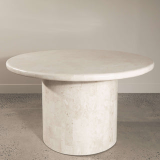 Paradis Round Dining Table | Spanish Beige Marble Dining Table En Gold