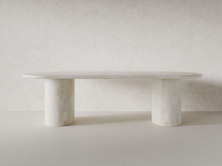 Paradis Oval Dining Table | Spanish Beige Marble Dining Table En Gold