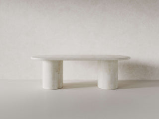 Paradis Oval Dining Table | Spanish Beige Marble Dining Table En Gold