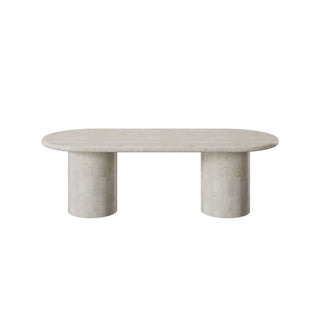 Paradis Oval Dining Table | Spanish Beige Marble Dining Table En Gold