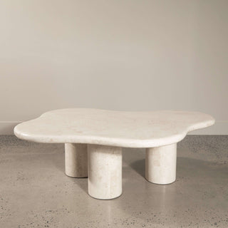 Paradis Coffee Table | Spanish Beige Marble Coffee Table En Gold
