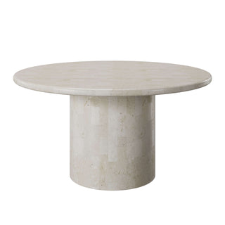 Paradis Round Dining Table | Spanish Beige Marble Dining Table En Gold