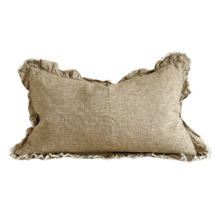 Hallie Ruffled Linen Cushion Cover | Washed Olive