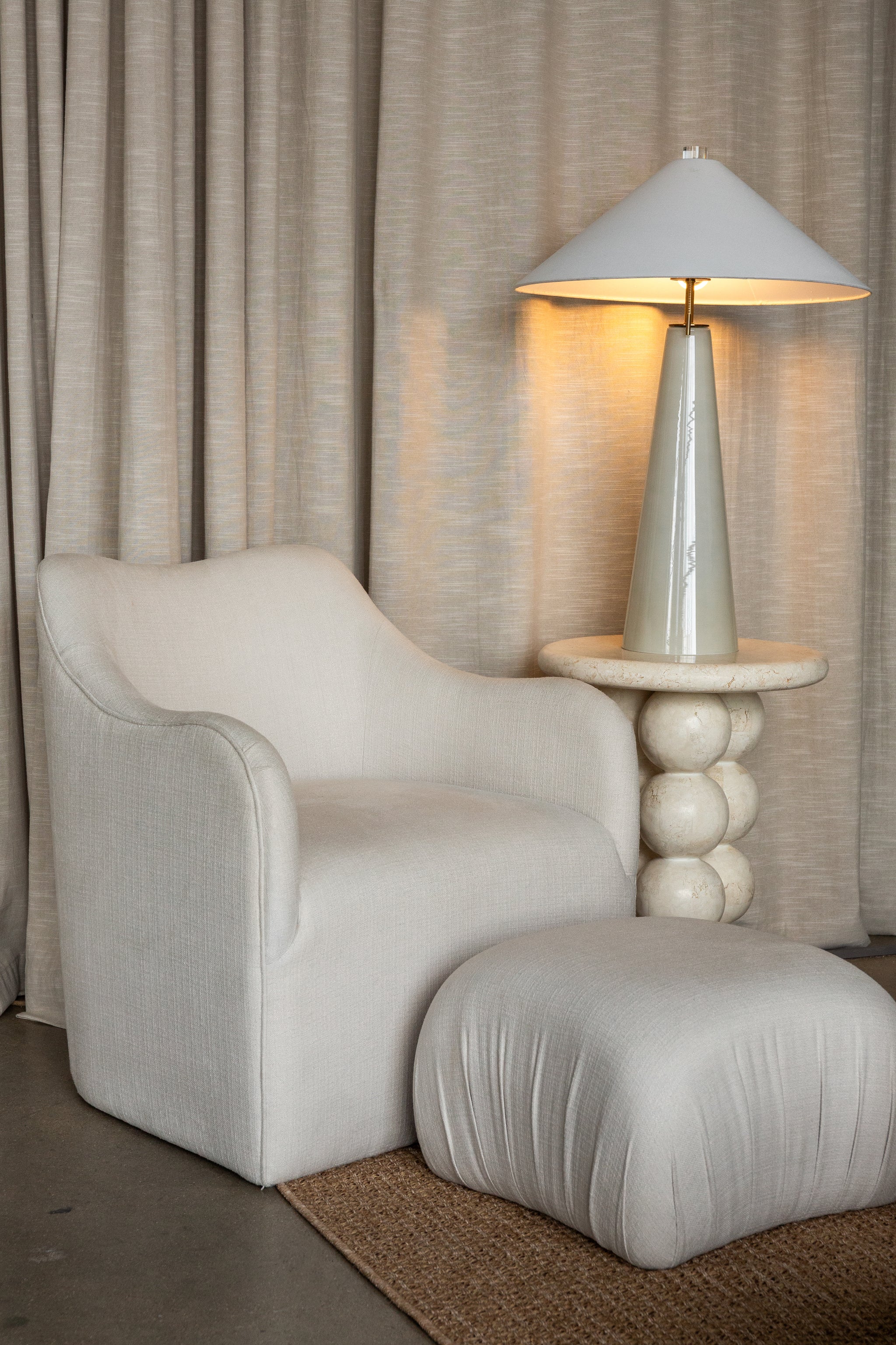 Sable Ottoman, Woven Ivory