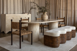 Paradis Oval Dining Table | Spanish Beige Marble