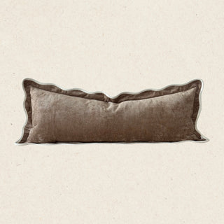 Chloe Coffee Scalloped Edge Bolster Cushion Cover | 80cm x 30cm