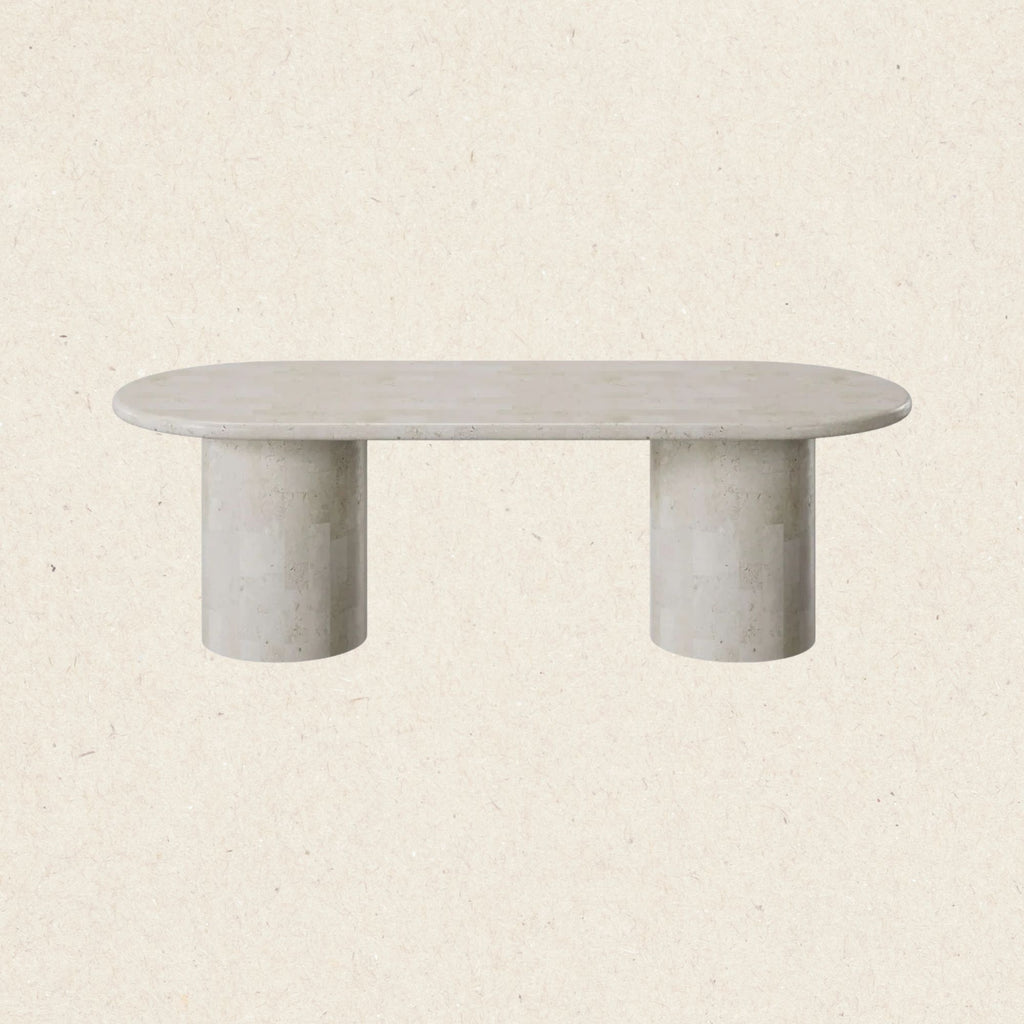 Paradis Oval Dining Table Spanish Beige Marble | En Gold – en gold