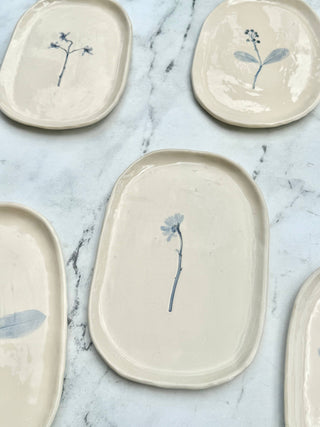 Hand-Painted Floral Tray, Blue