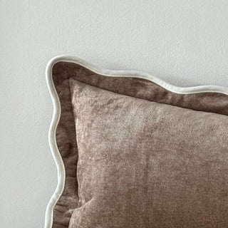 Chloe Coffee Scalloped Edge Bolster Cushion Cover | 80cm x 30cm