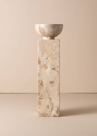 Saardé - Opus Large Marble Candle Holder Collection: Nougat