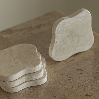 Natural White Stone Coasters - Set of 4