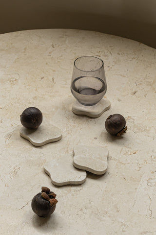 Natural White Stone Coasters - Set of 4