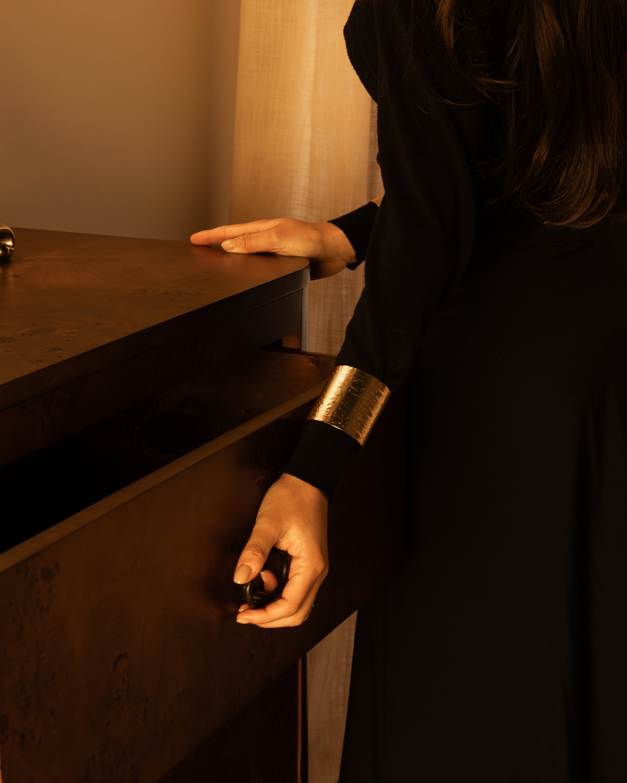 Zephyr Tall Dresser | Cognac Burl