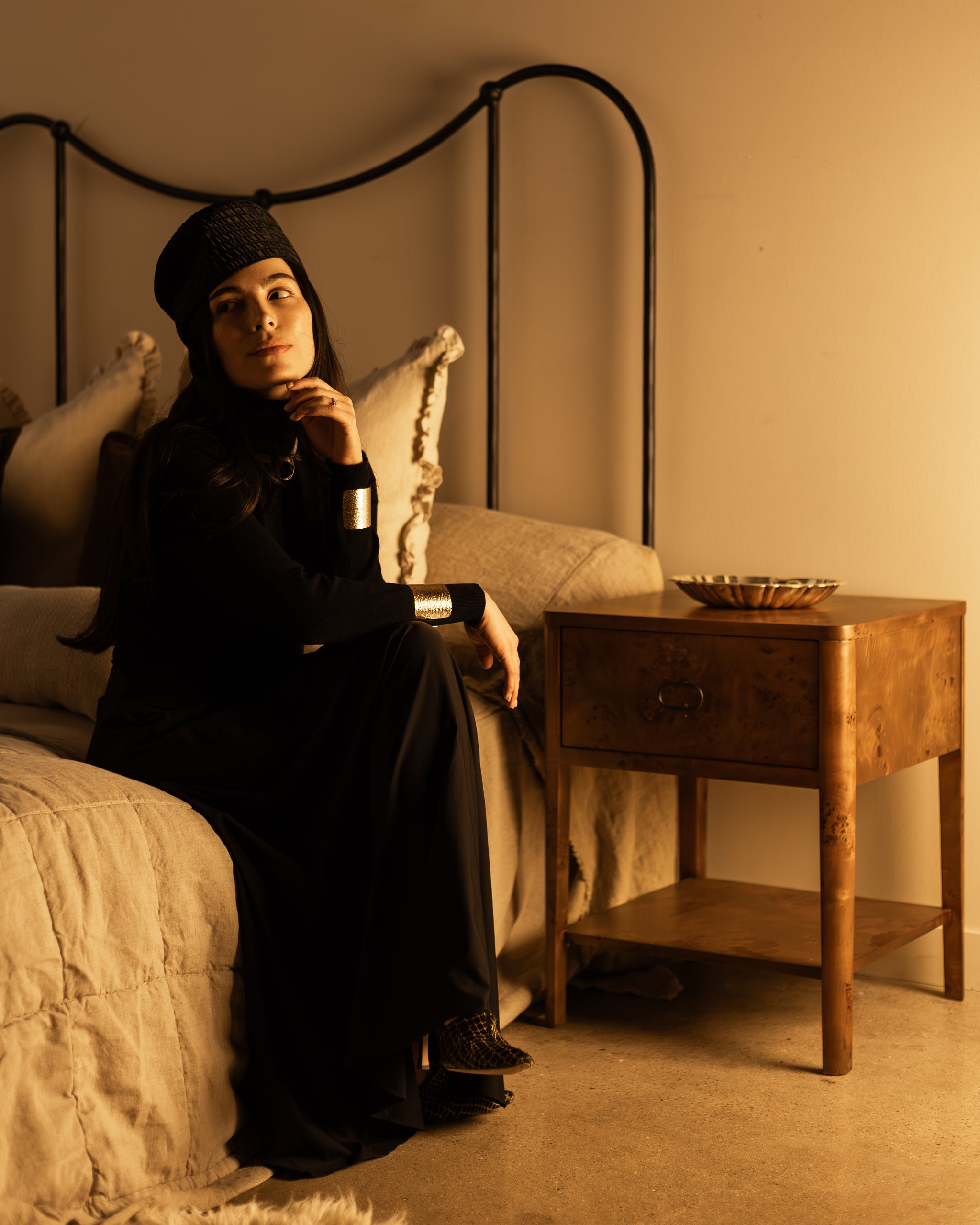 Zephyr Side Table | Cognac Burl