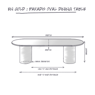 Paradis Oval Dining Table dimensions