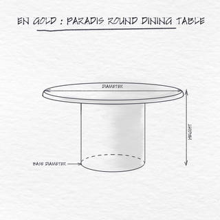 Paradis Round Dining Table, Moreno dimensions