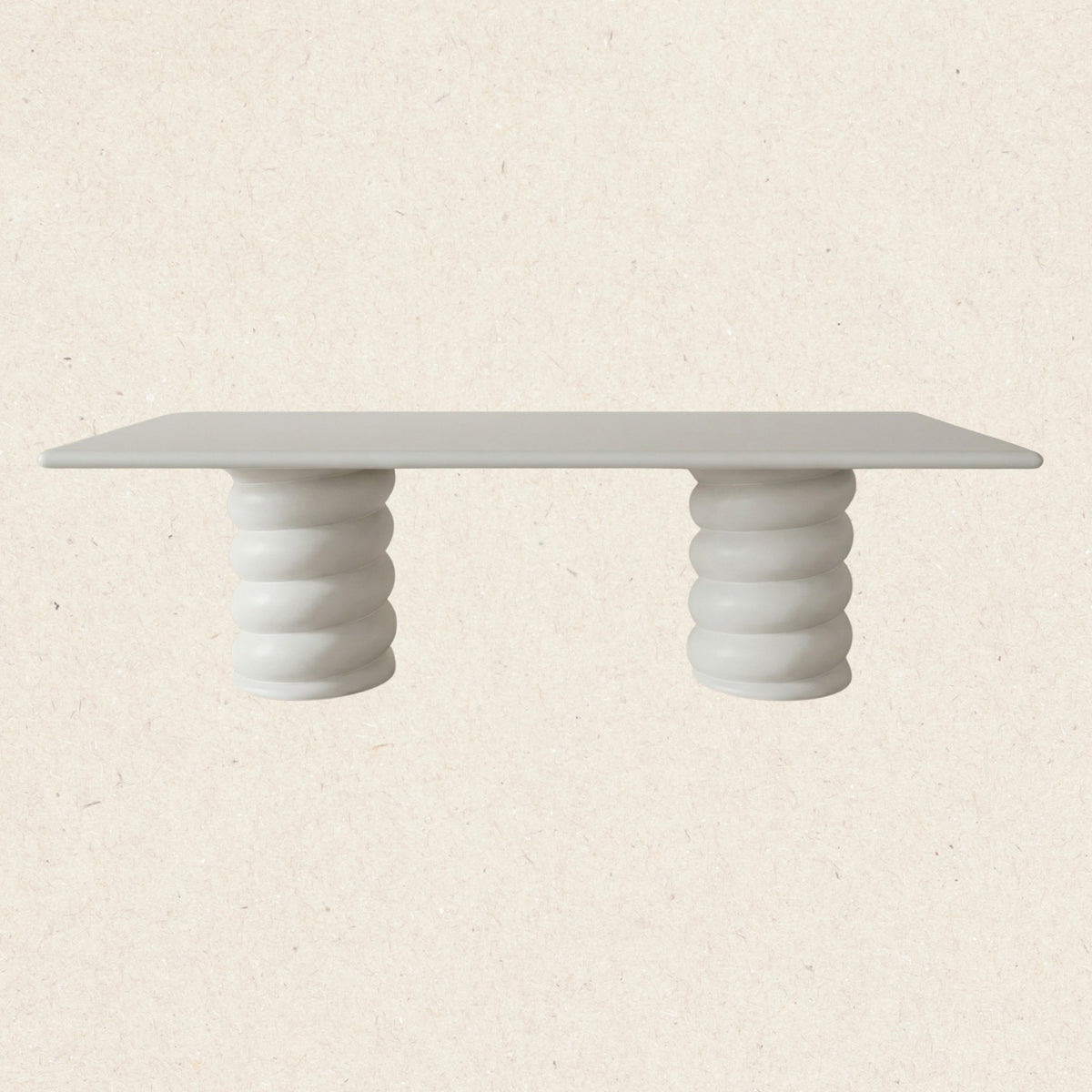 Myrrh Outdoor Dining Table in concrete, front view