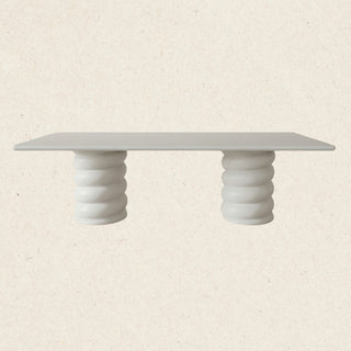 Myrrh Outdoor Dining Table in concrete, front view