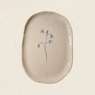 Hand-Painted Floral Tray, Blue