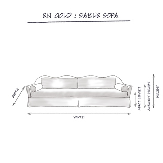 Sable Sofa, Woven Ivory dimensions