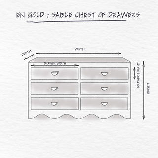 Sable Chest of Drawers, Natural White dimensions