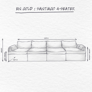 Santiago Modular Sofa, 4 Seater dimensions