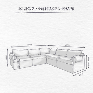 Santiago Modular Sofa, Chocolate Velvet, 5 Seater L-Shape dimensions